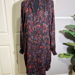 Allison Joy Long Sleeve Abstract Dress - Red and Black